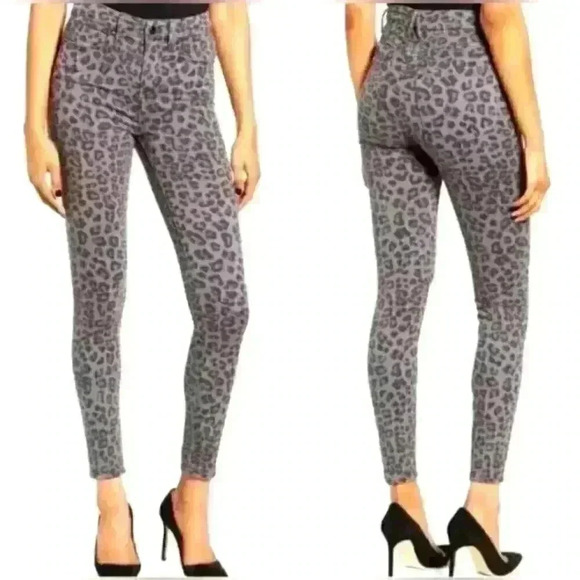 Good American Good Legs Grey Leopard Animal Print Skinny Jeans Size 00/24 - Picture 1 of 9